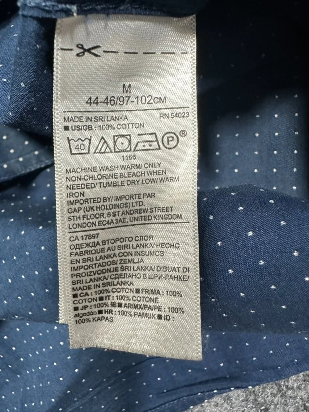 Banana Republic Shirt Mens Medium Grant Fit Custom Wash Blue White Polka Dot